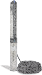 Tiefbrunnenpumpe ZDS   QPGO.3-13 Version in Edelstahl QPGO.X-Ausführung in 240V O2-ohne Pumpenschutz DRP-mit Anschlusskabel 30m