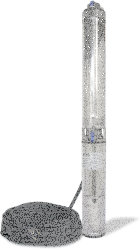 Tiefbrunnenpumpe ZDS   QPGO.5-13 Version in Edelstahl QPGO.X-Ausführung in 240V O2-ohne Pumpenschutz DRP-mit Anschlusskabel 15m